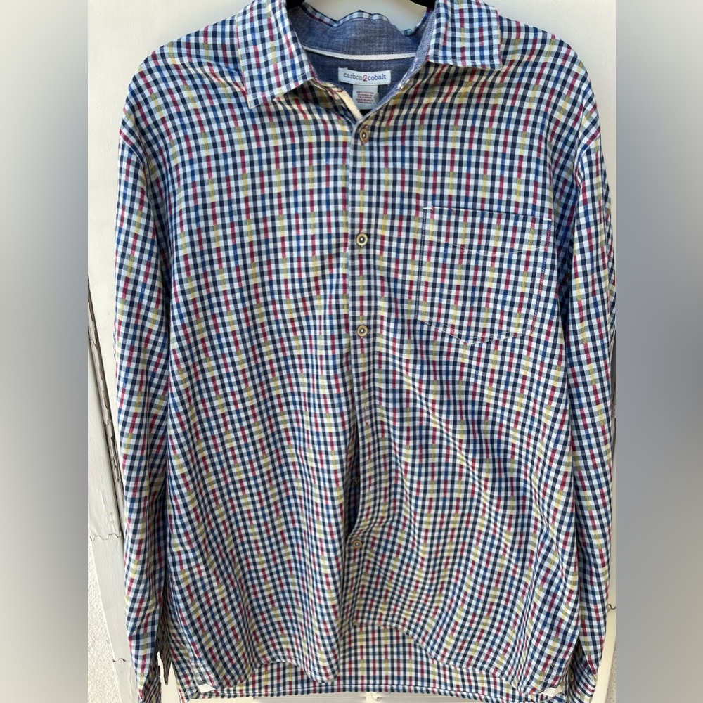 Carbon 2 Cobalt Men’s Large Plaid Cotton button down shirt